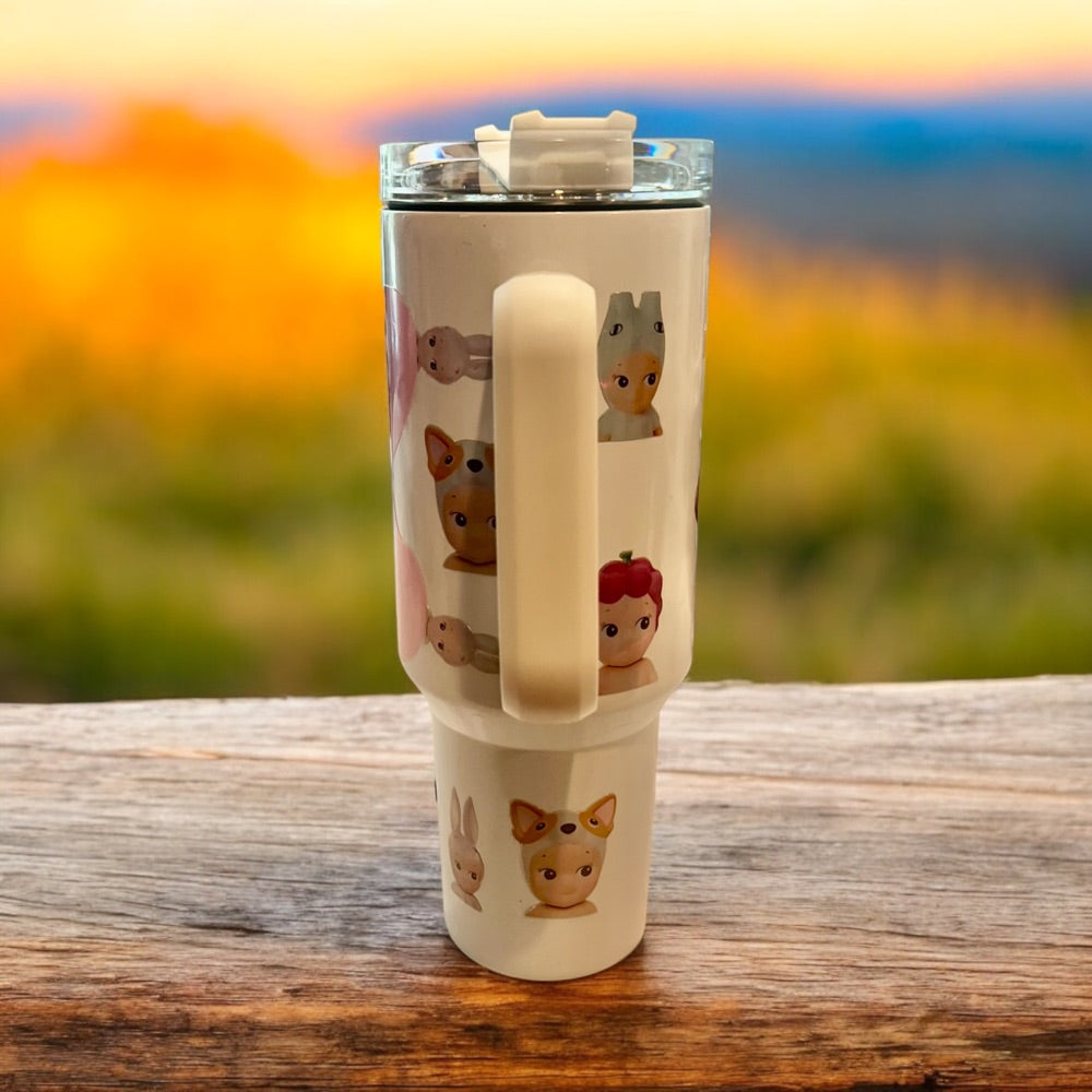 Kawaii Character Collection Tumbler - 20oz Insulated Travel Cup with Cute Animal Friends Design