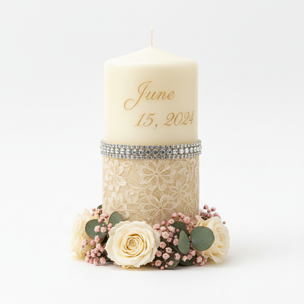 Lace Rhinestone Elegance Candle