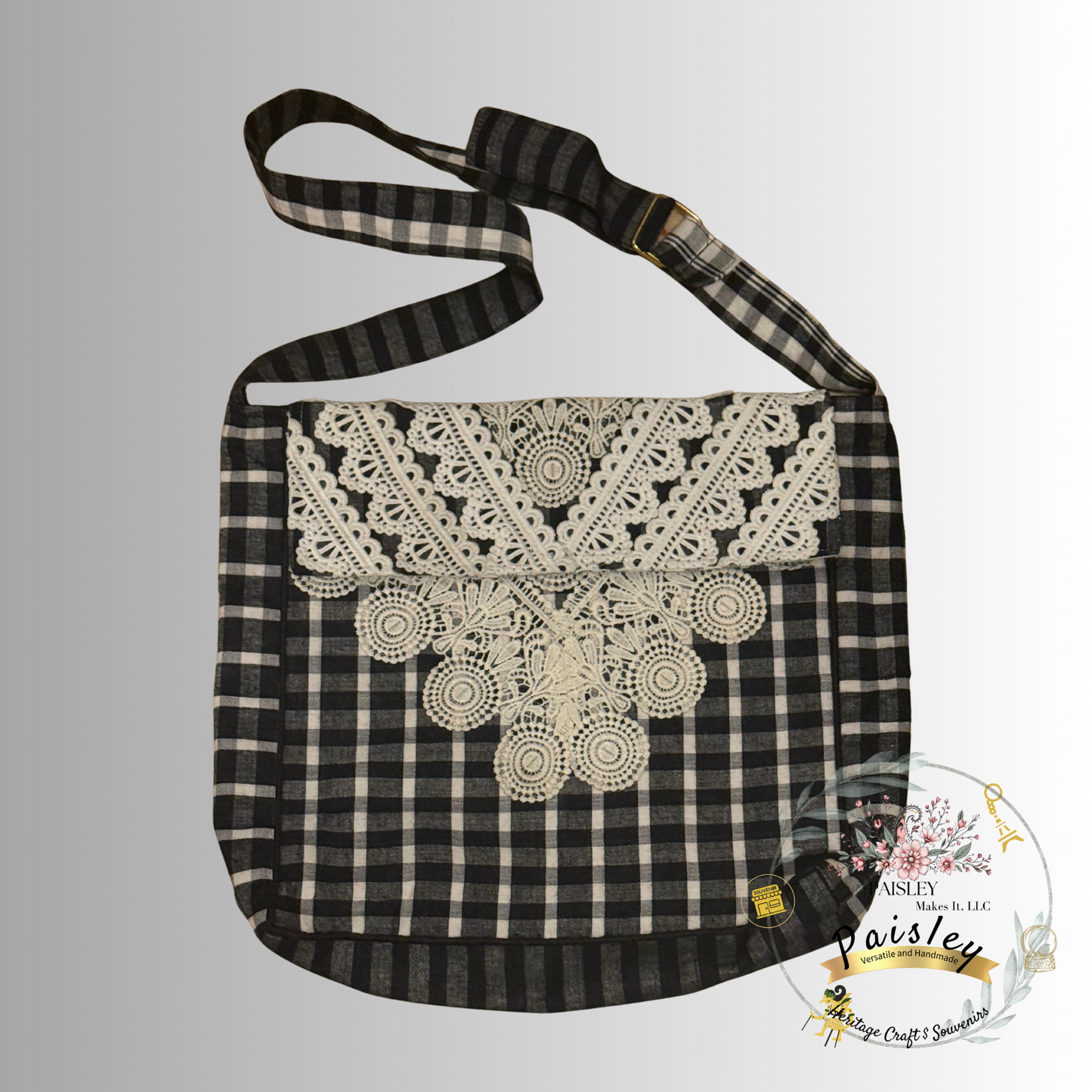 Black boho tote bag with purple embroidery and yellow tassels - handcrafted Indian-inspired design