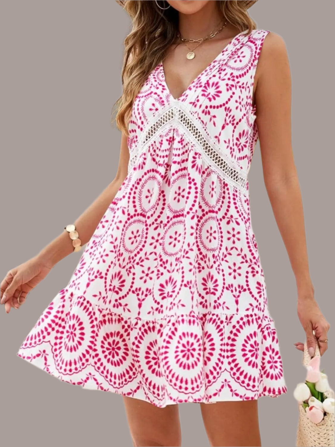Pink paisley boho dress - artisan-made bohemian clothing