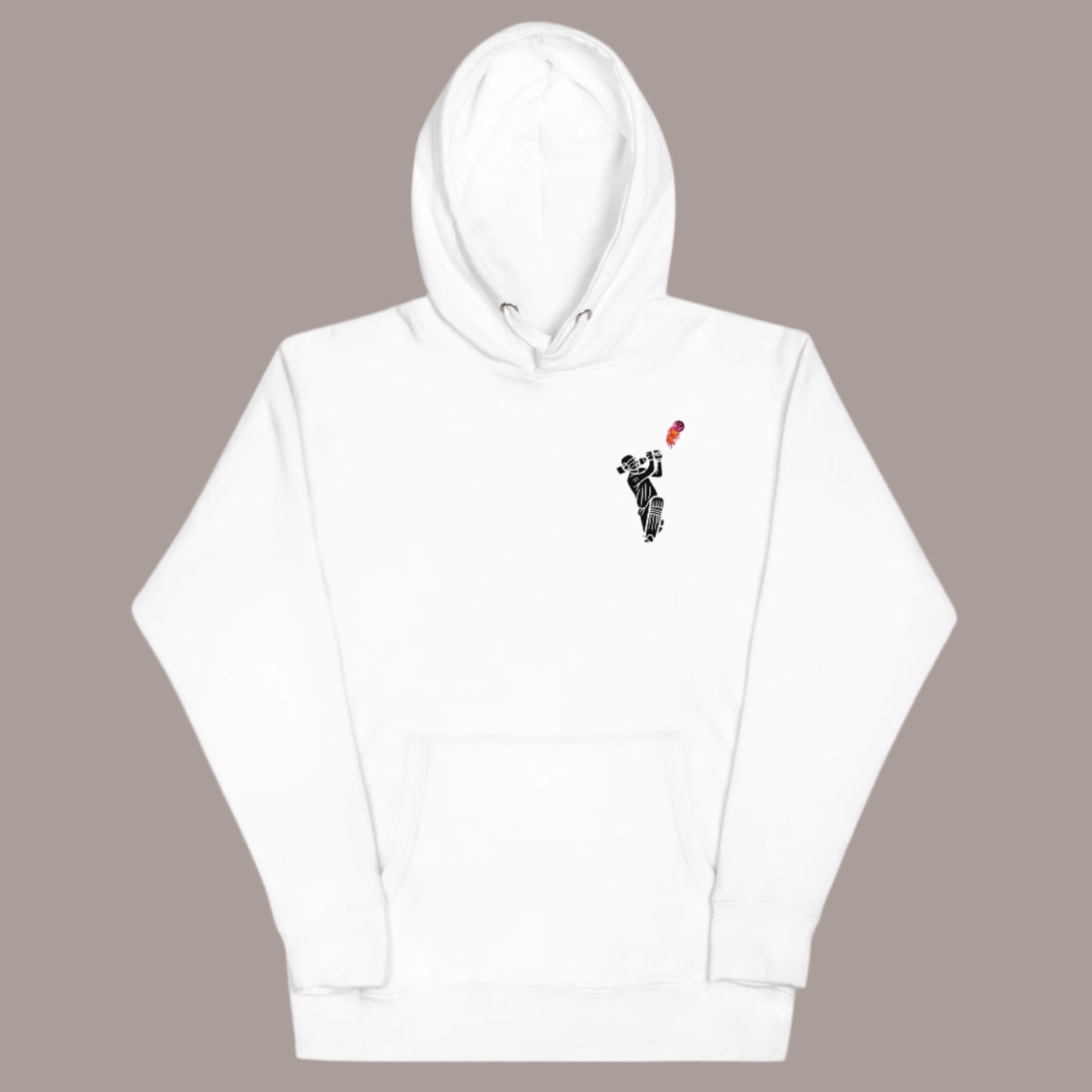 White hoodie with Halloween skeleton Cricut player design - Time to Score graphic tee by Paisley Decor It LLC