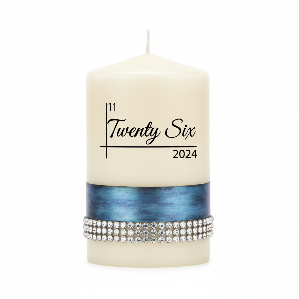 Patina Blue Rhinestone Candle