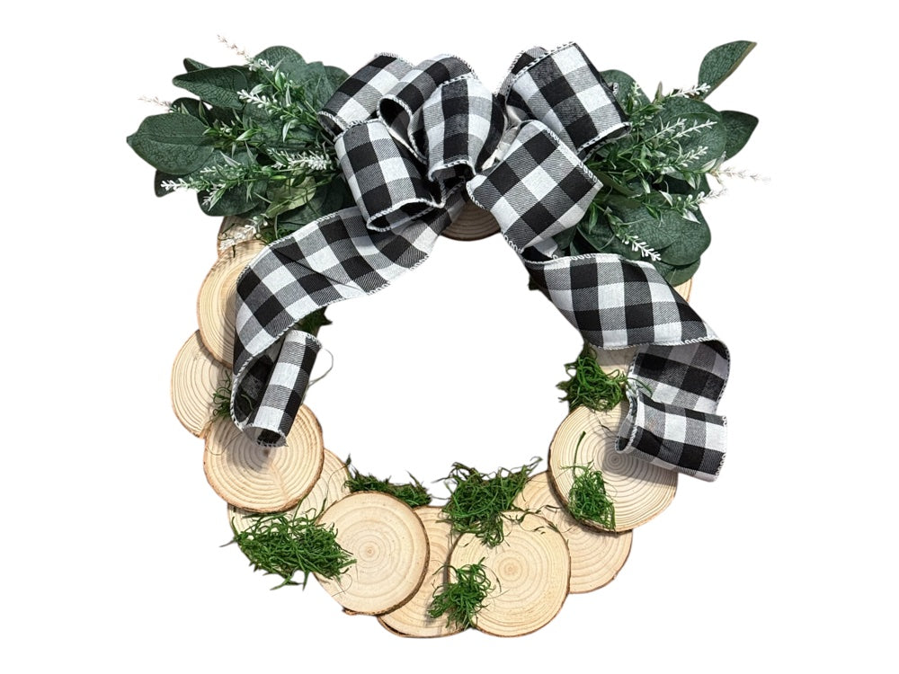 Cozy Wood Slice Winter Wreath