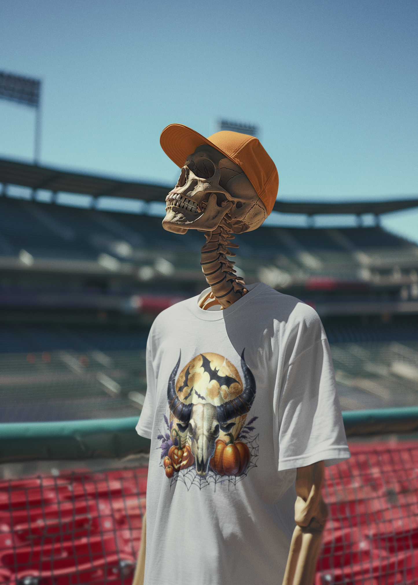 Gothic Skull and Horns Graphic Tee