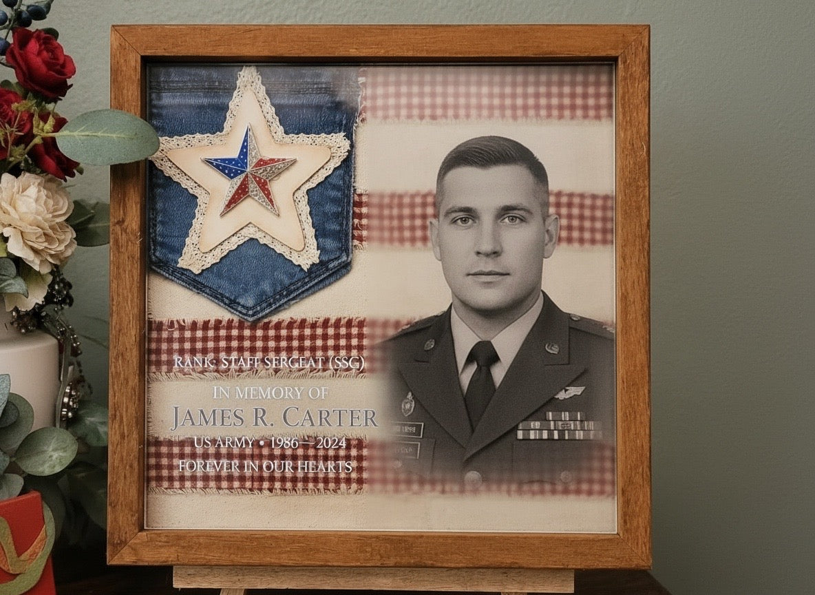Custom Etched Glass Flag Keepsake (12x12) — Father’s Day Edition — Free Shipping