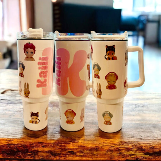 Kawaii Character Collection Tumbler - 20oz Insulated Travel Cup with Cute Animal Friends Design