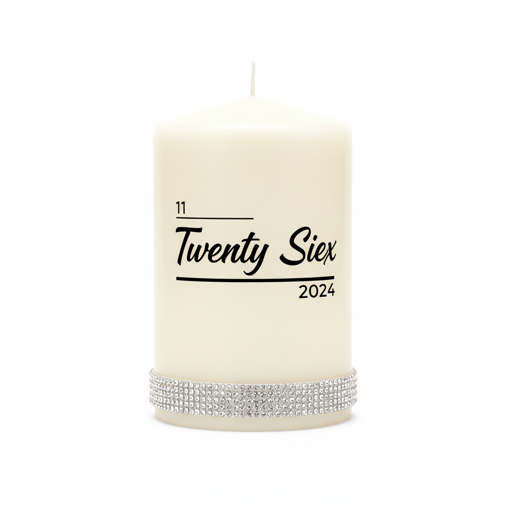 Architectural Date Candle with Rhinestone
