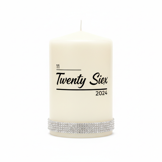Architectural Date Candle with Rhinestone