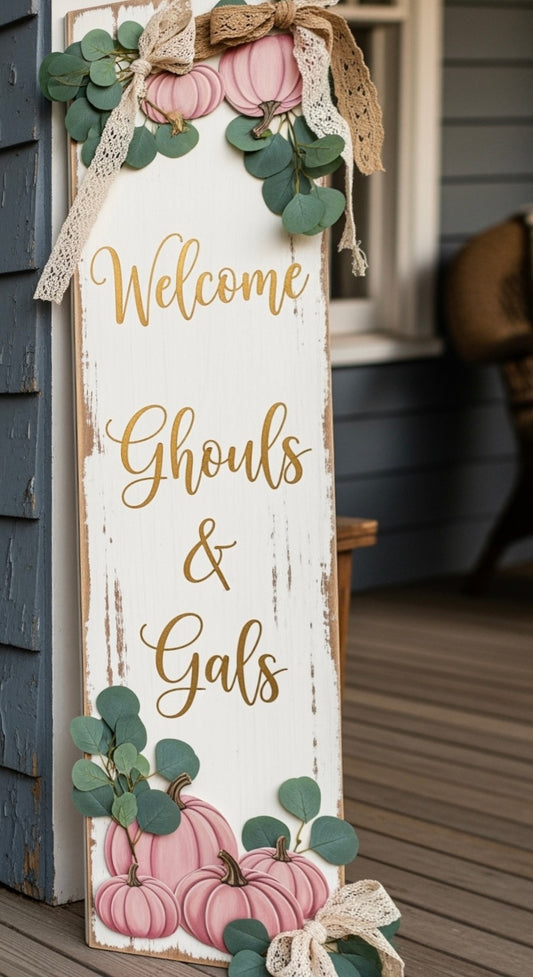 Welcome Ghouls & Gals Porch Leaner