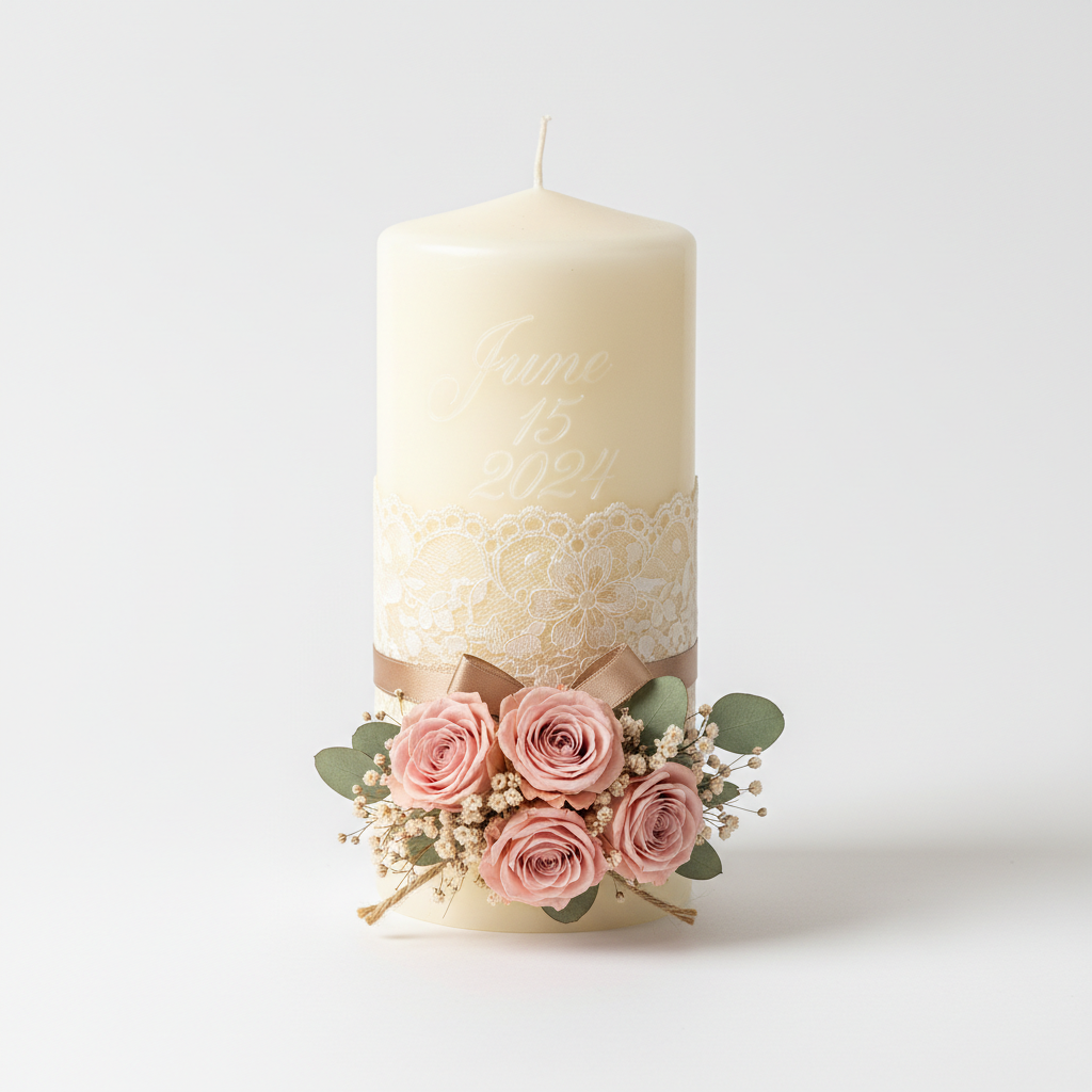Lace and Floral Romance Candle