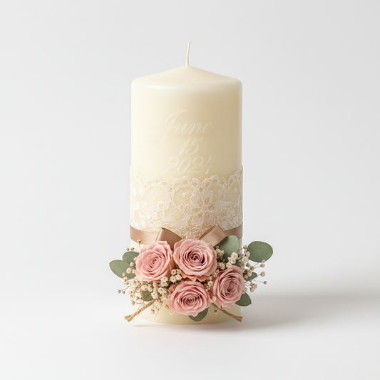 Lace and Floral Romance Candle