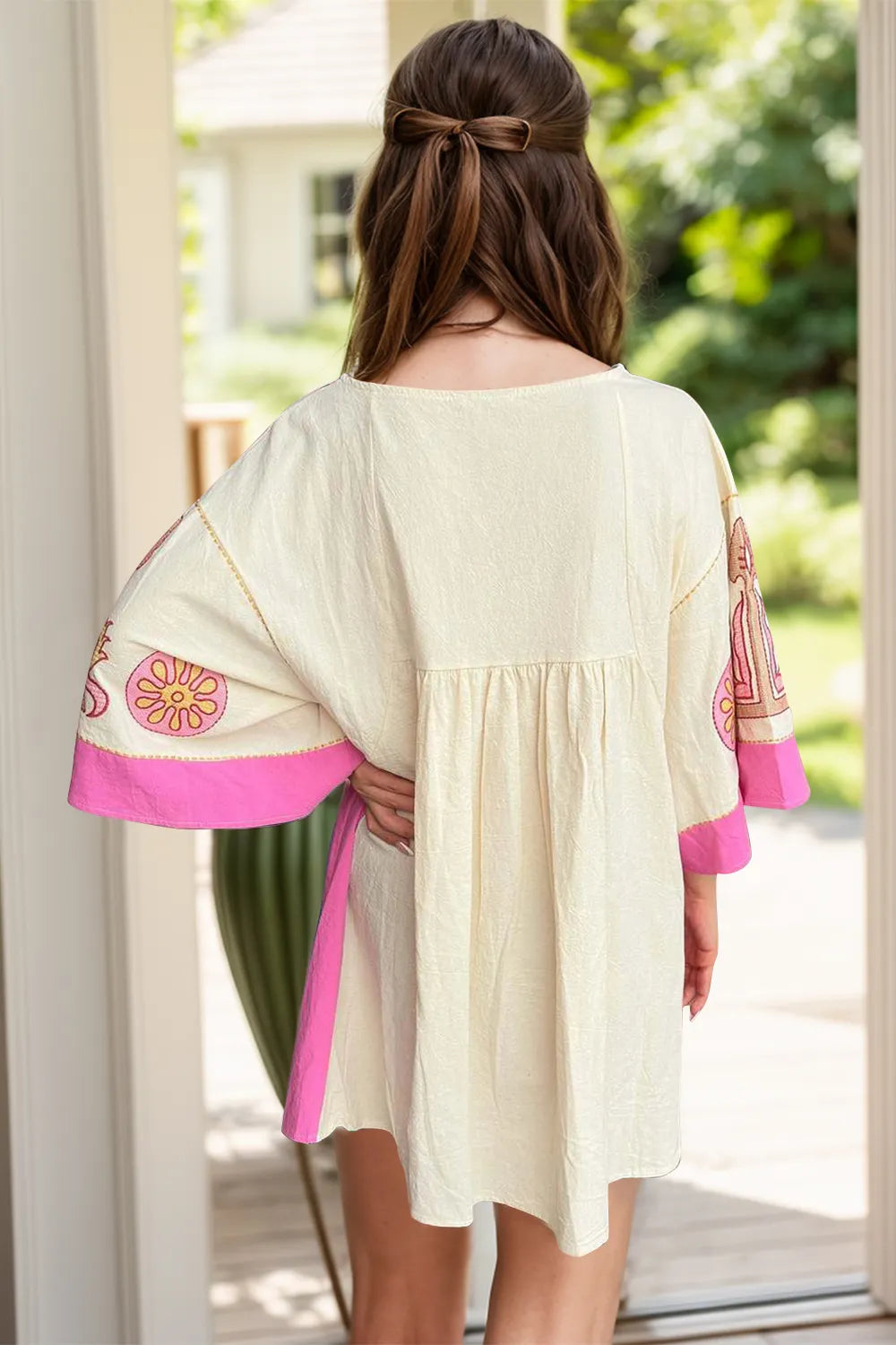 Mini Dress Silhouette and Back view - Mother's Day Fashion Gift - Three-Quarter Sleeve Design