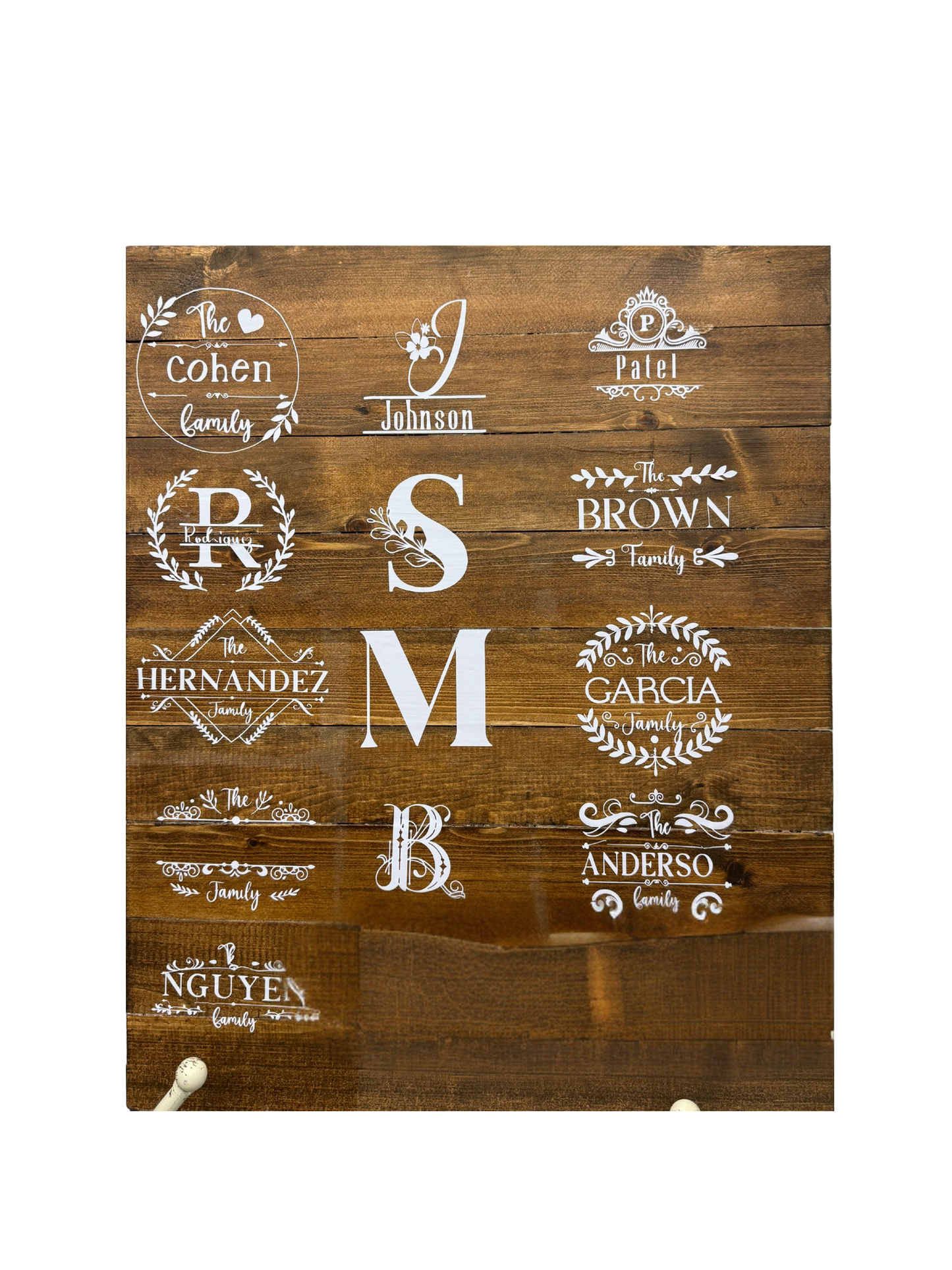 Custom monogram door hanger with established date and black and white bow