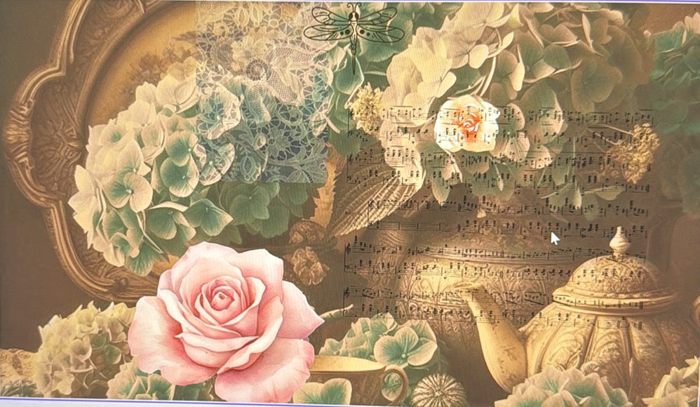 Rose Tea time decoupage rice paper with vintage floral design - Premium craft supplies - Paisley Decor It