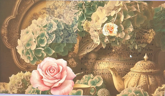 Rose Tea time decoupage rice paper with vintage floral design - Premium craft supplies - Paisley Decor It