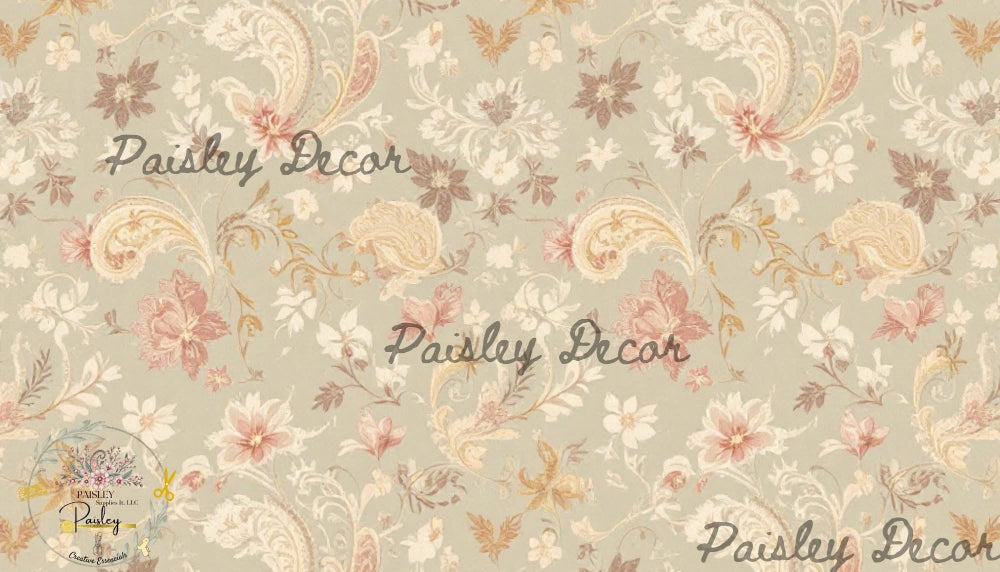 Paisley pattern decoupage rice paper with vintage floral design - Premium craft supplies - Paisley Decor It