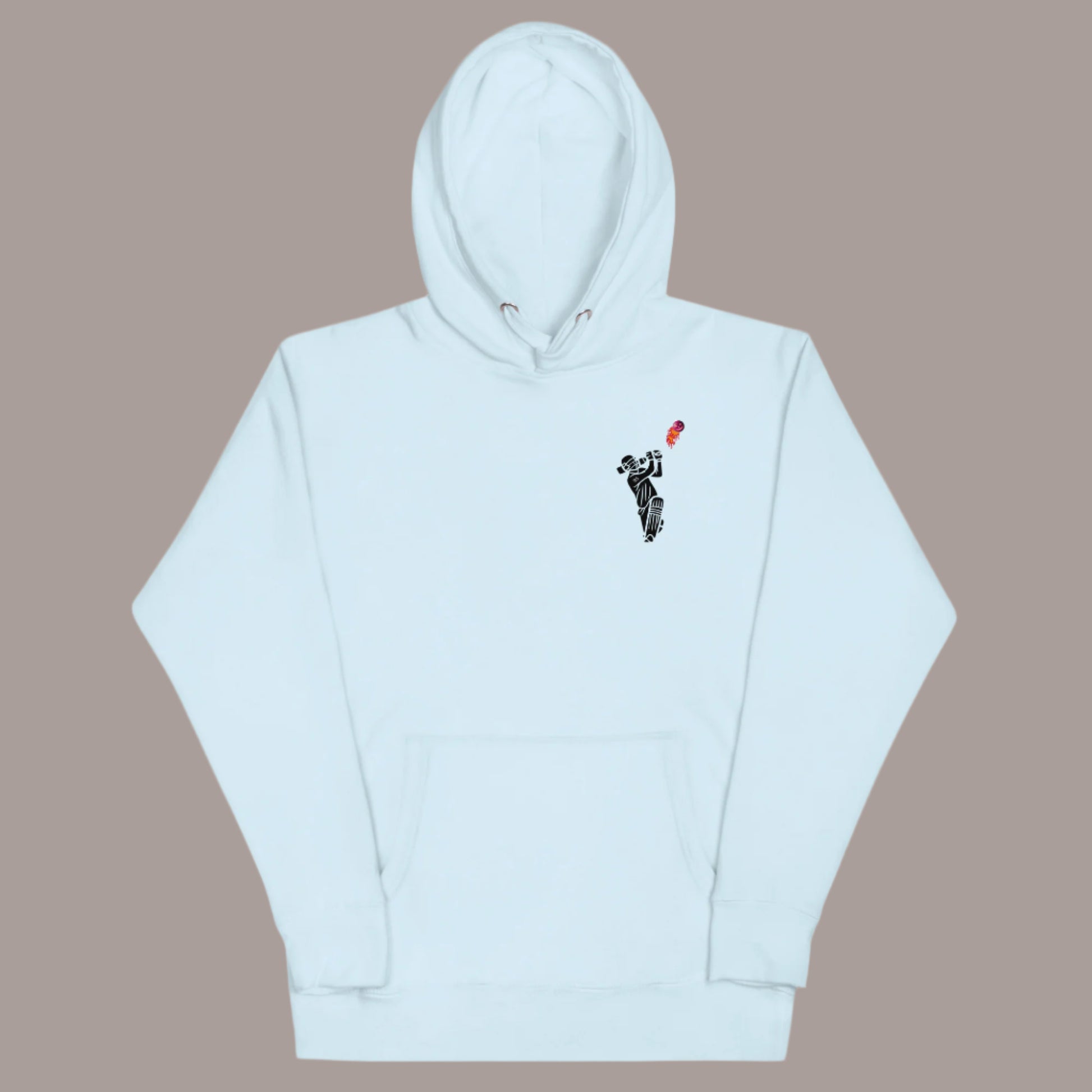 Blue hoodie with Halloween skeleton Cricut player design - Time to Score graphic tee by Paisley Decor It LLC