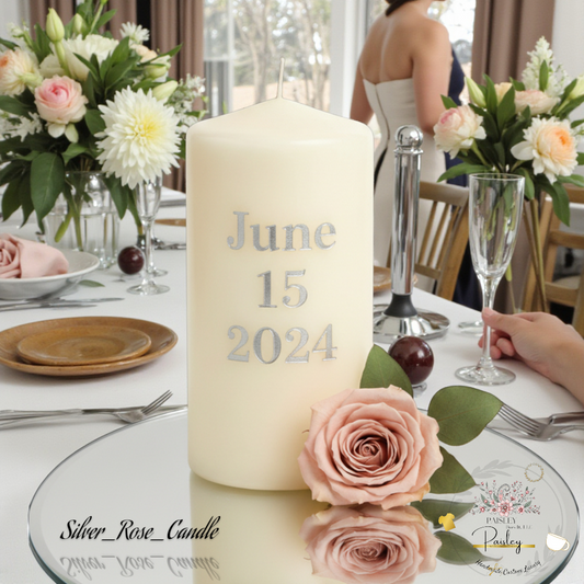 Paisley Silver Rose Candle