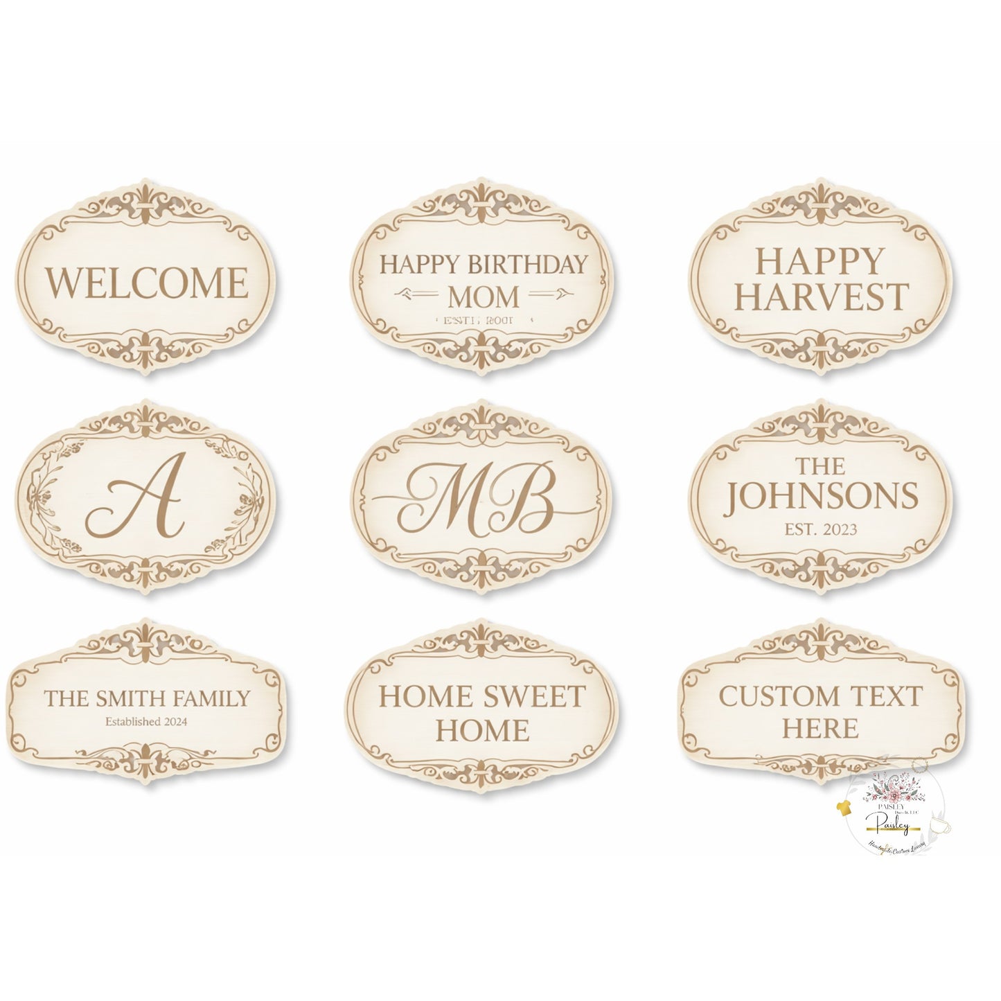 Personalized Wooden Sign Insert for Interchangeable Wreaths