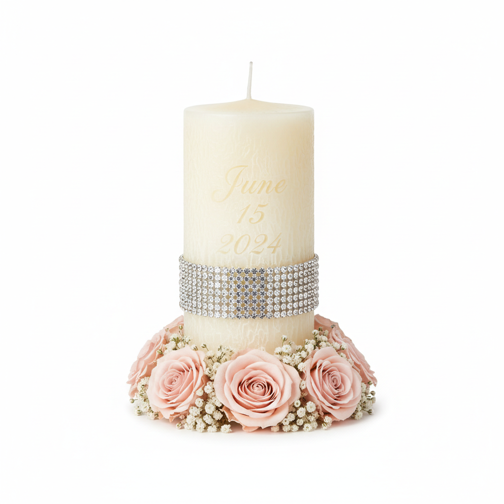 Rhinestone Blush Bouquet Candle
