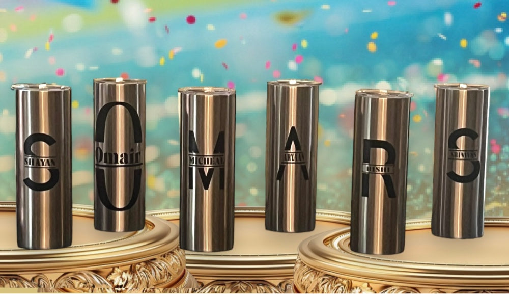 Title: "Modern Monogram Skinny Tumbler - 20oz Stainless Steel Personalized Initial Tumbler"