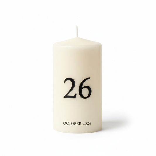 Ultra Minimalist Schematic Date Candle