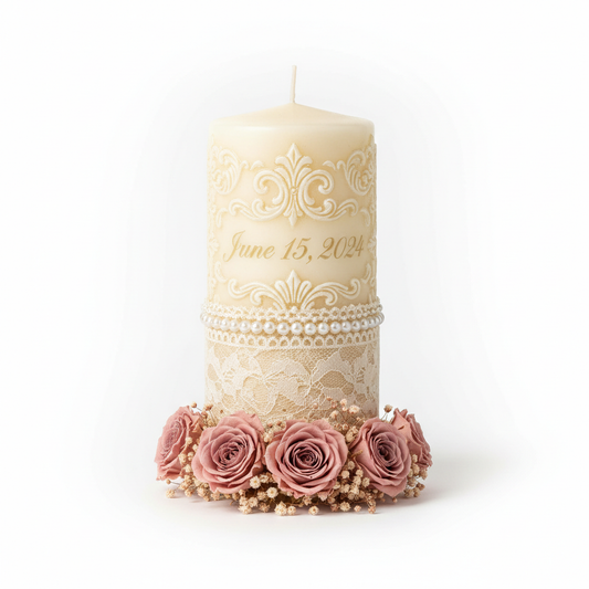 Victorian Pearl Lace Candle