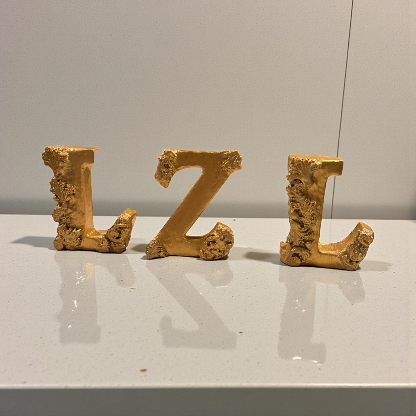 Gold Gilded Wedding Monograms | Victorian Style Initial Letters for Bride and Groom
