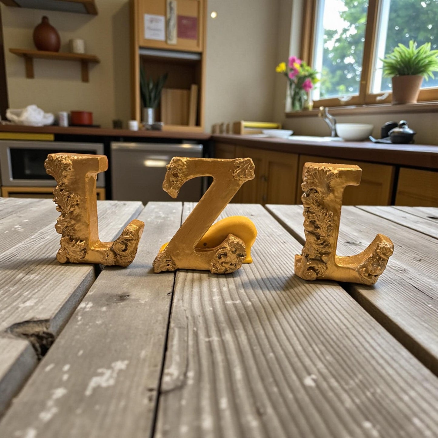 Gold Gilded Wedding Monograms | Victorian Style Initial Letters for Bride and Groom