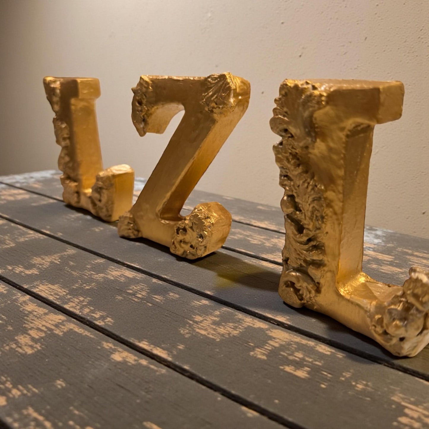 Gold Gilded Wedding Monograms | Victorian Style Initial Letters for Bride and Groom