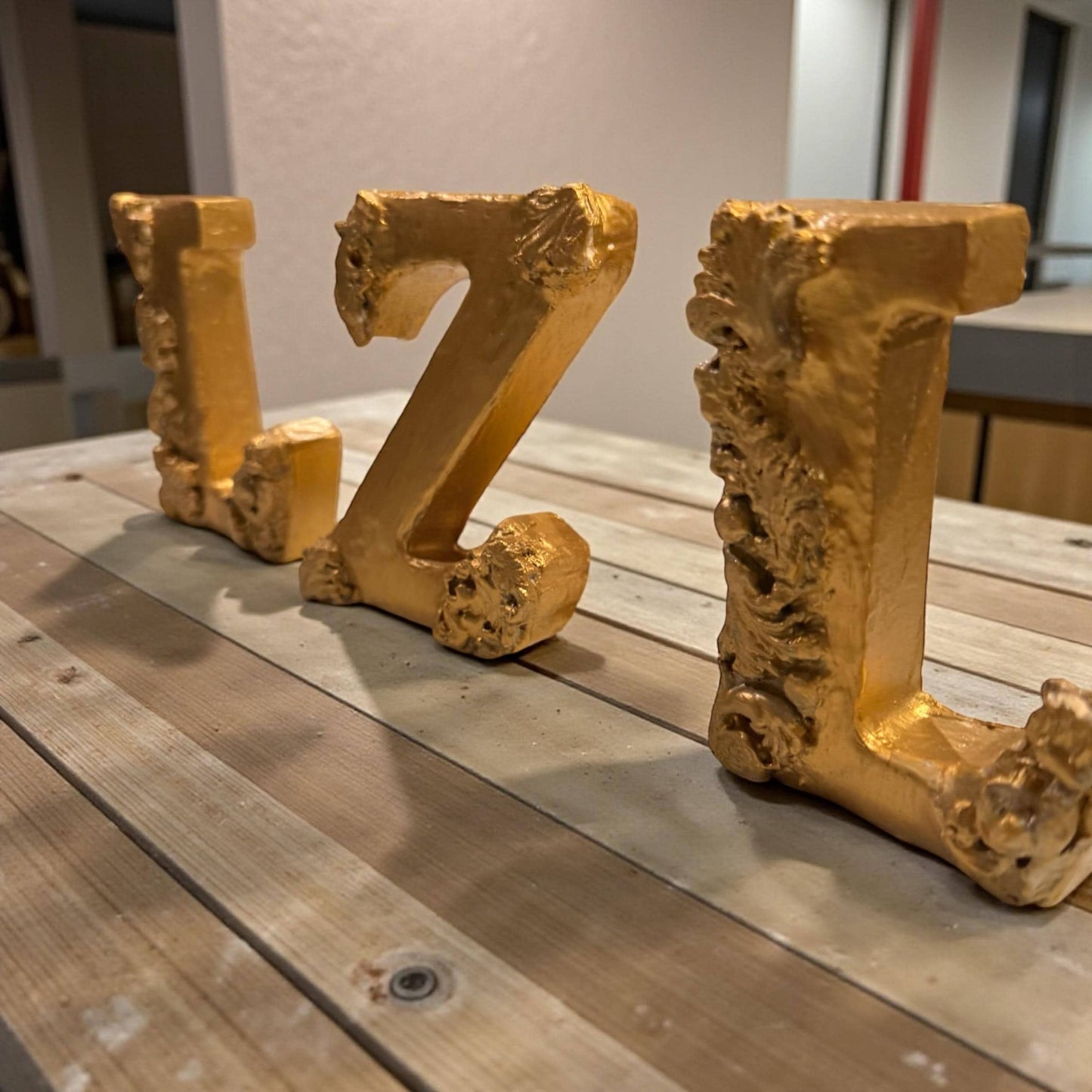 Gold Gilded Wedding Monograms | Victorian Style Initial Letters for Bride and Groom