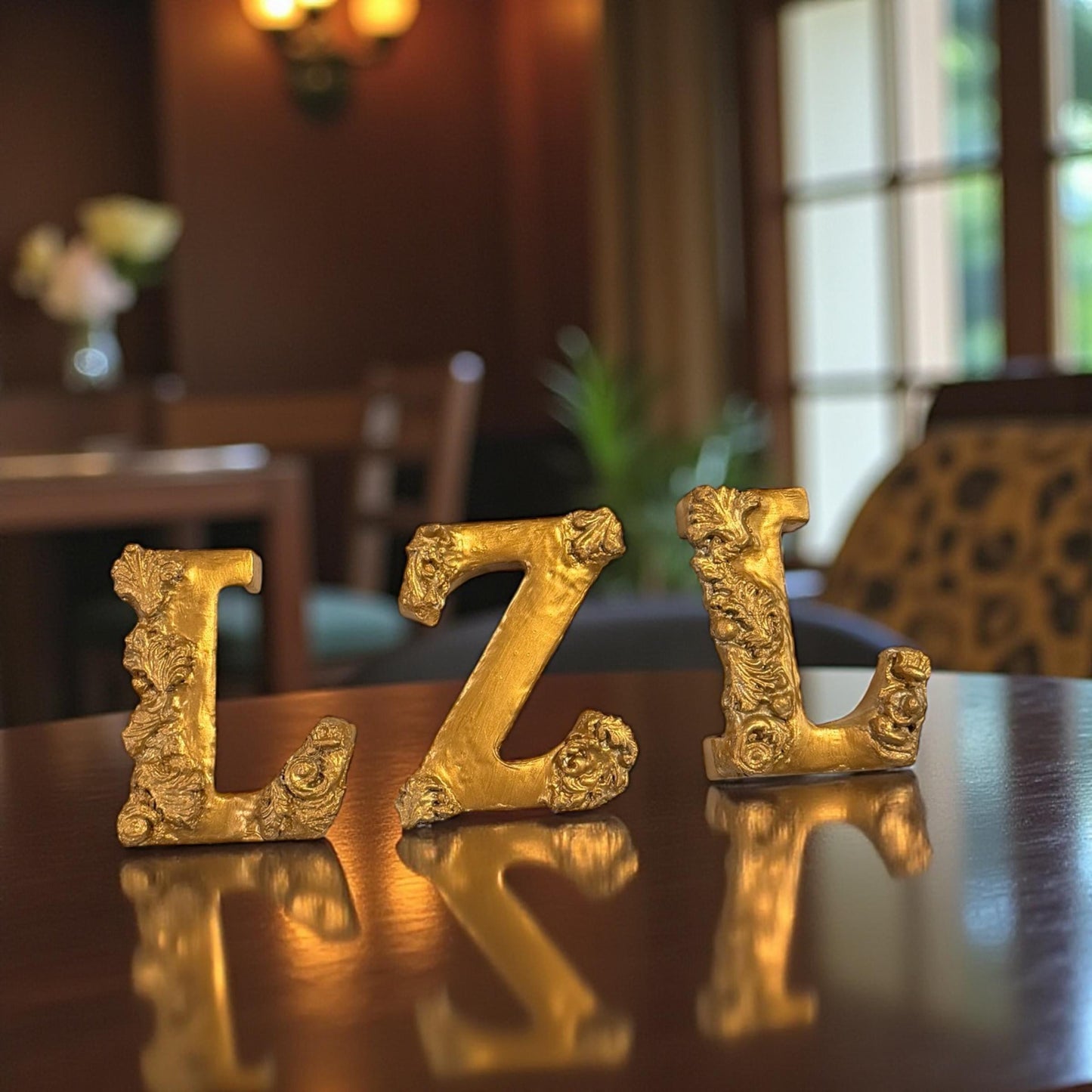 Gold Gilded Wedding Monograms | Victorian Style Initial Letters for Bride and Groom
