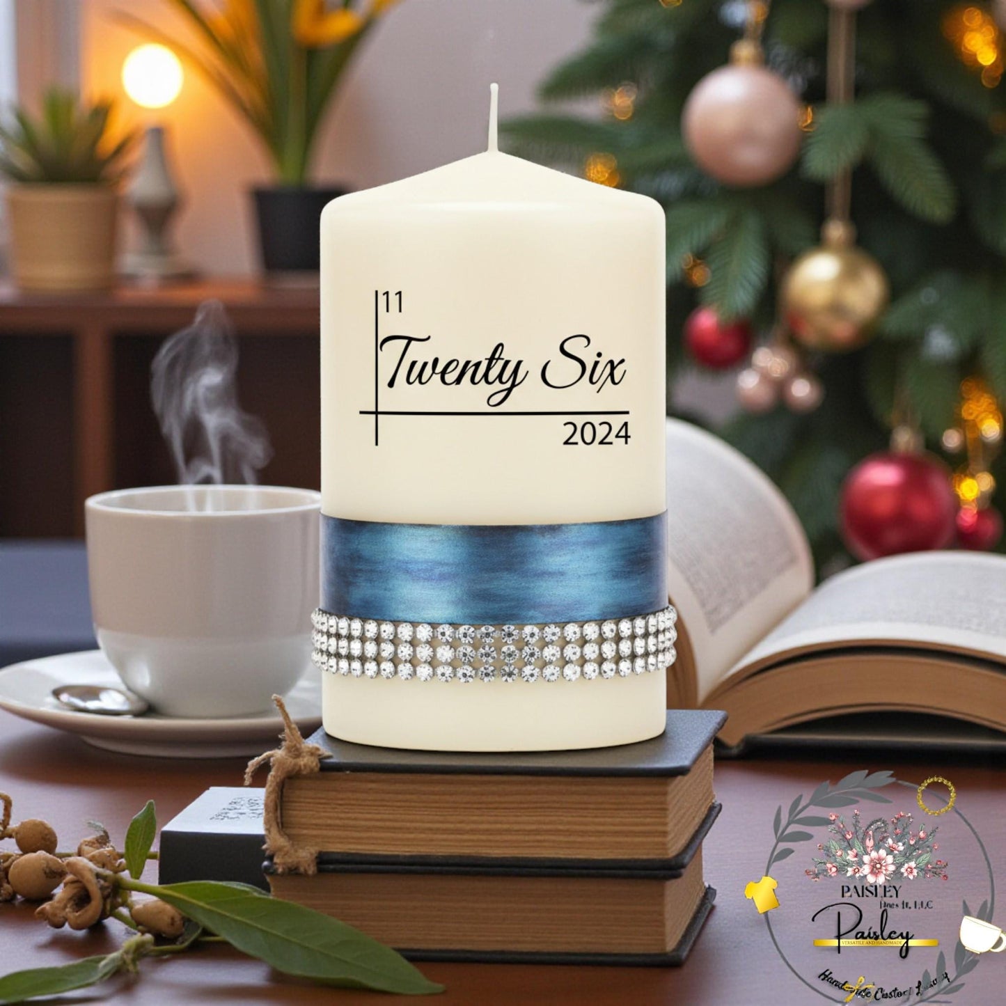 Personalized Wedding Keepsake Candle with Dried Flowers & Lace