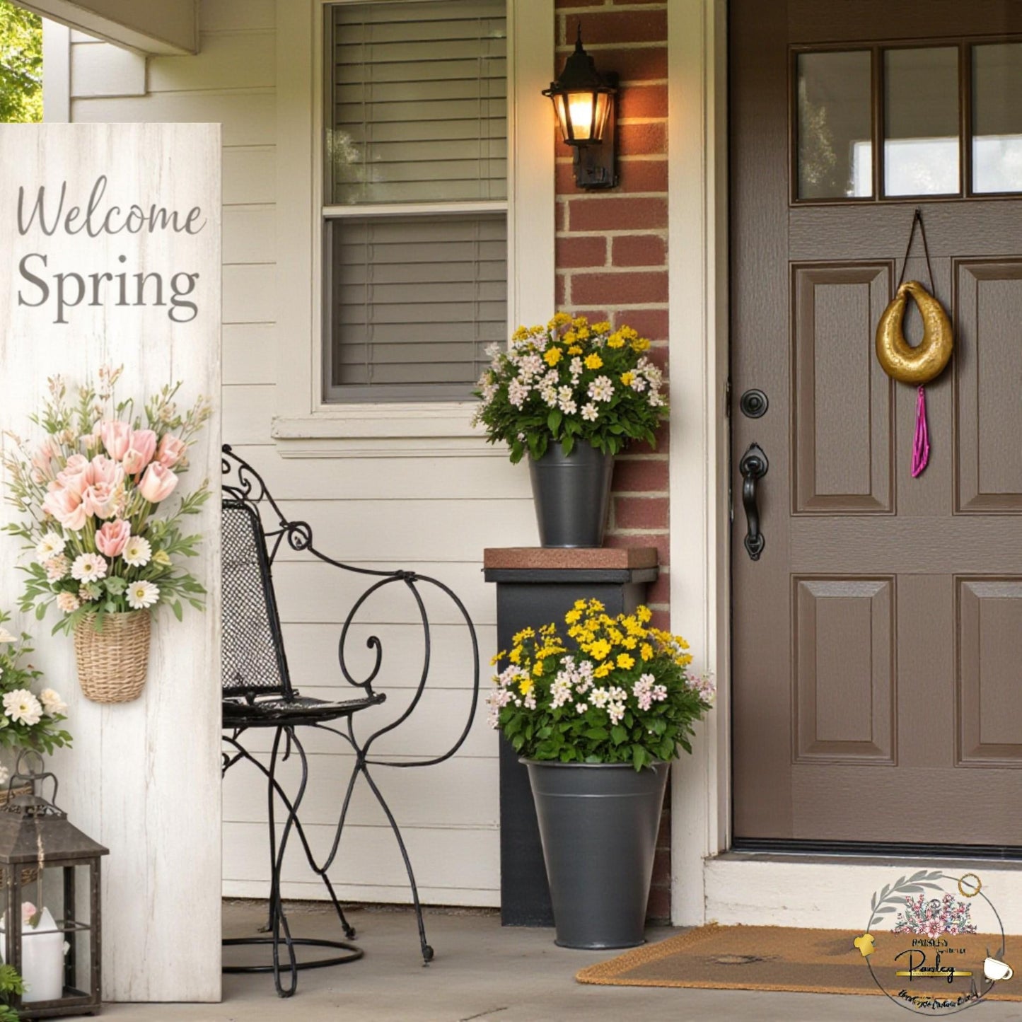 Farmhouse Easter Proch Sign – Large Vertical Wood Bunny Welcome Spring Decor + Outdoor Porch Leaner