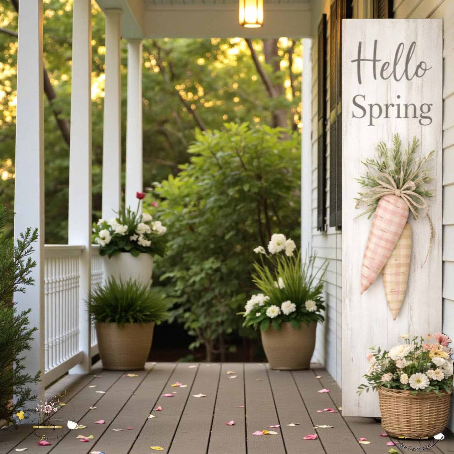 Farmhouse Easter Proch Sign – Large Vertical Wood Bunny Welcome Spring Decor + Outdoor Porch Leaner
