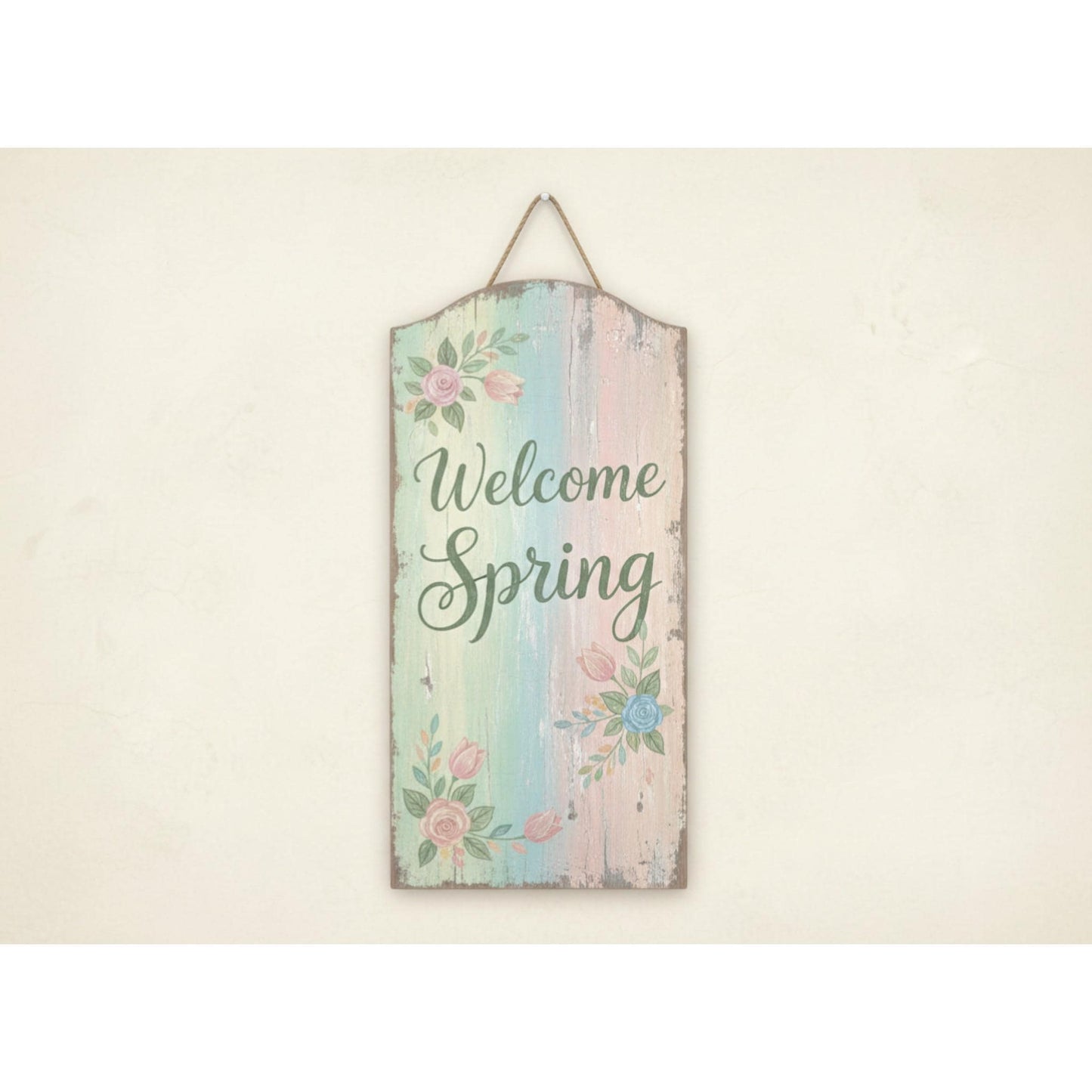 Front door decor | Welcome Spring | Vertical Entryway Sign | Easter Farmhouse Porch Leaner