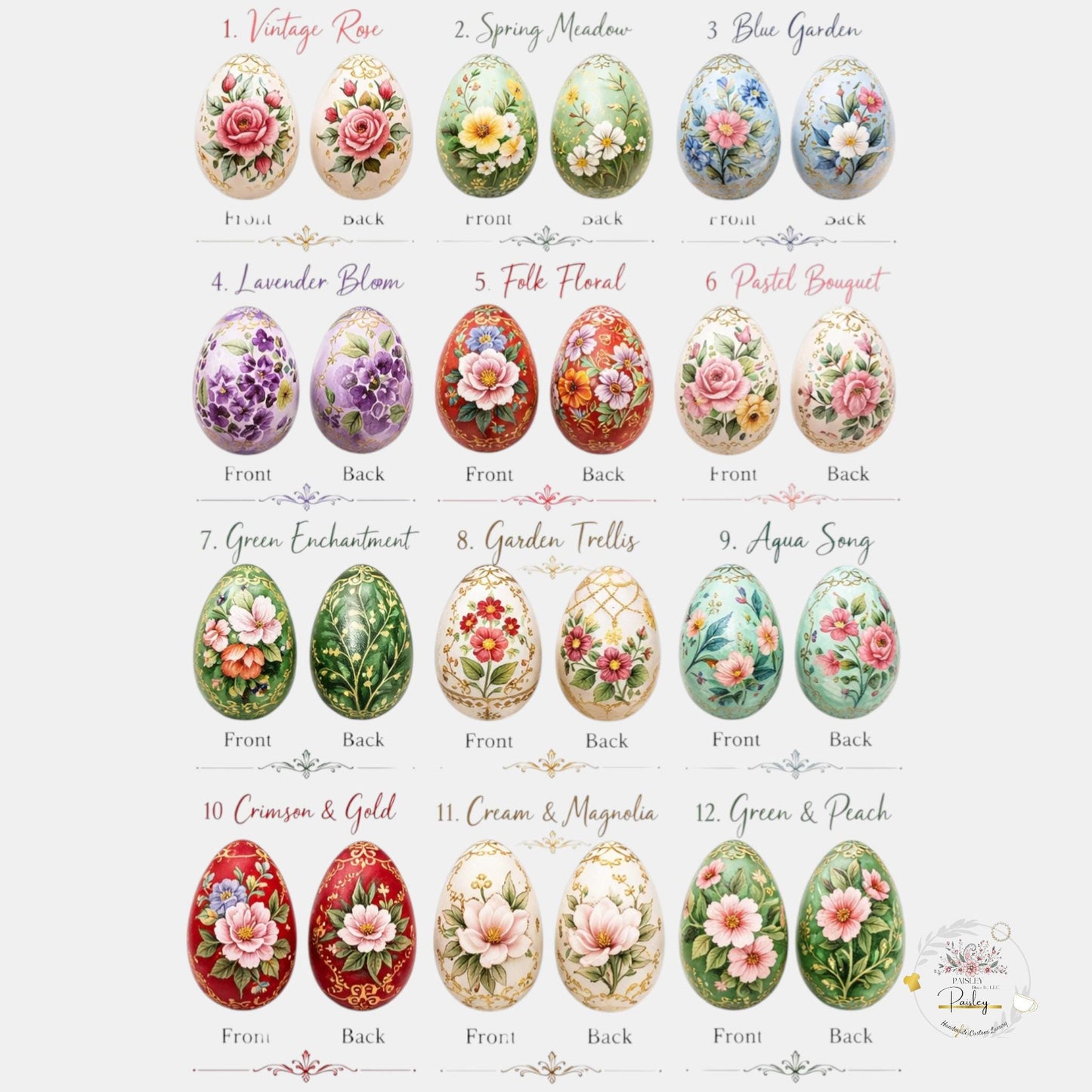 Easter Wooden Eggs 2.5” Set of 6 or 12 Mix & Match Floral Decor