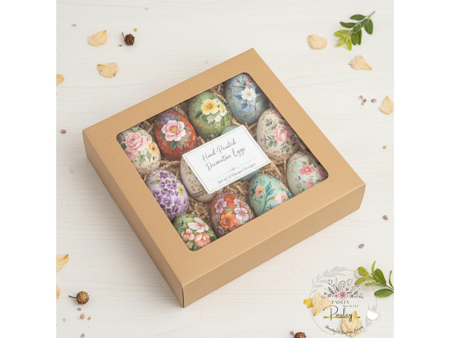 Easter Wooden Eggs 2.5” Set of 6 or 12 Mix & Match Floral Decor