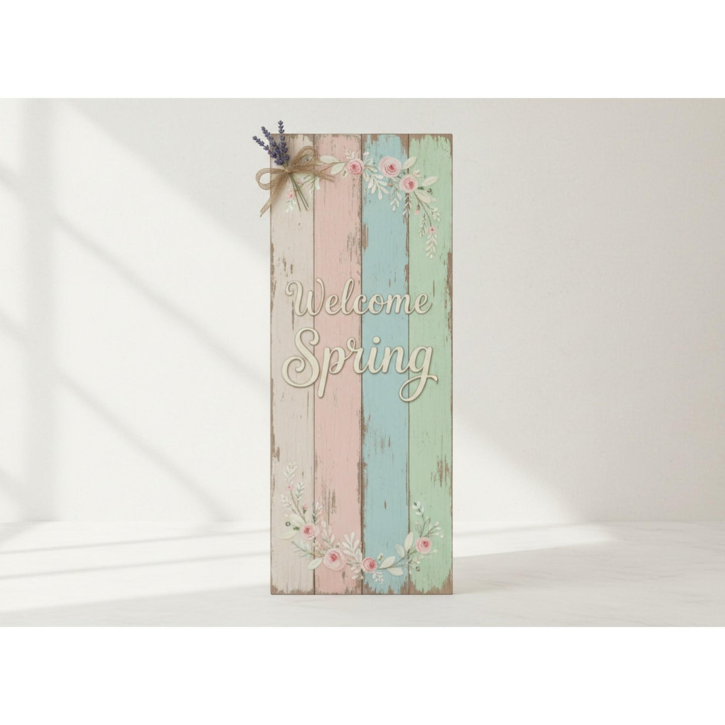 Front door decor | Welcome Spring | Vertical Entryway Sign | Easter Farmhouse Porch Leaner