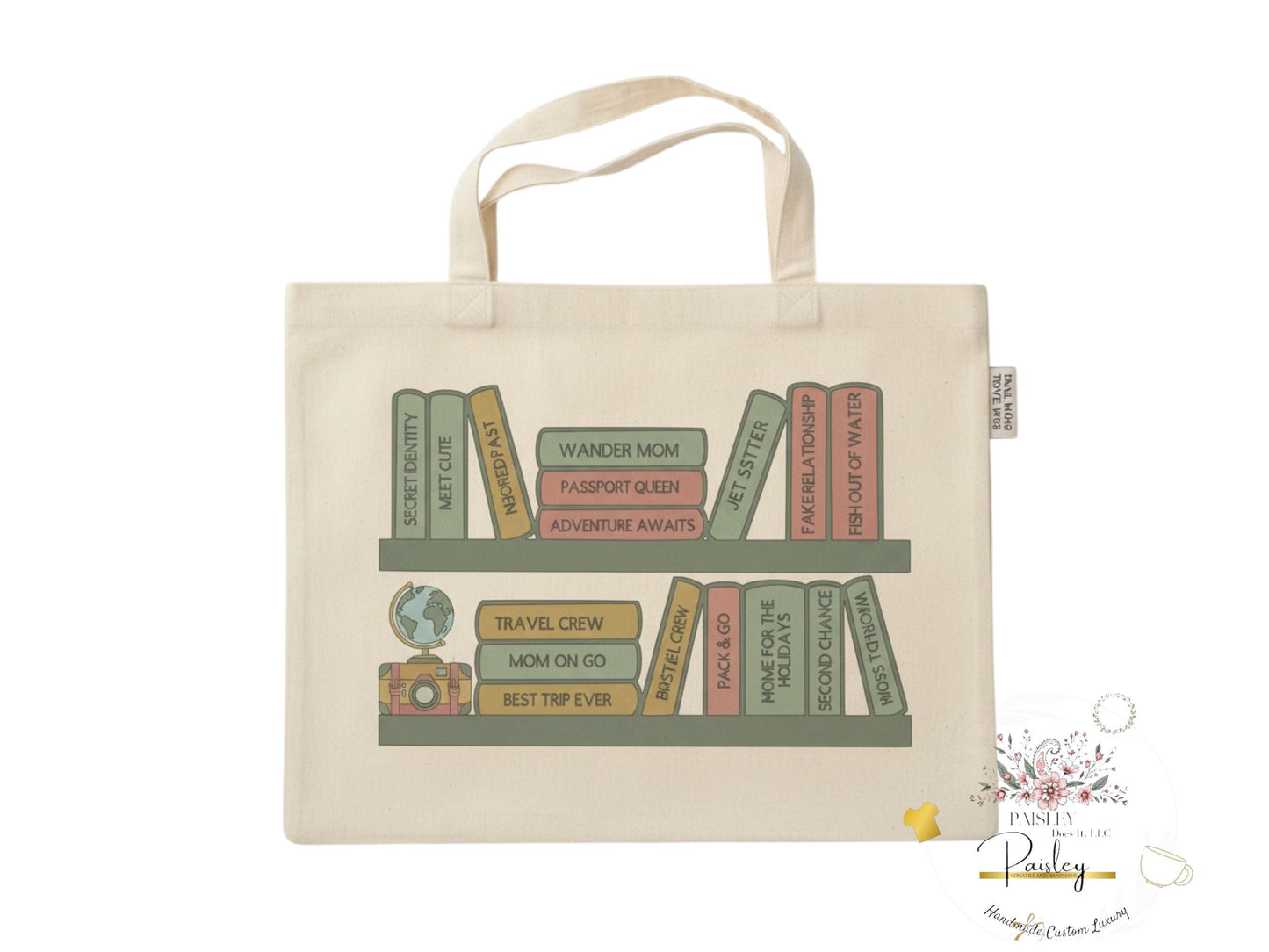 Personalized Book Lover Tote Bag, Mother's Day Gift, Beige Canvas Bag