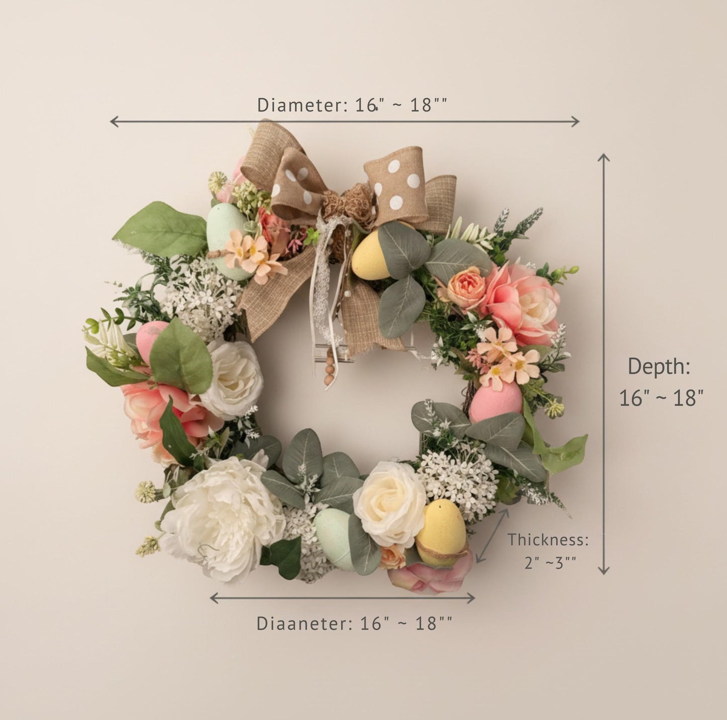Spring wreath for Entry way and Farmhouse Style Pink & White Handmade Arrangement