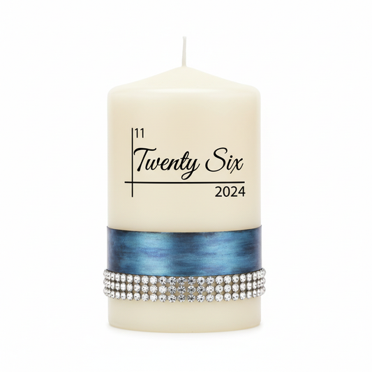 Patina Blue Rhinestone Candle