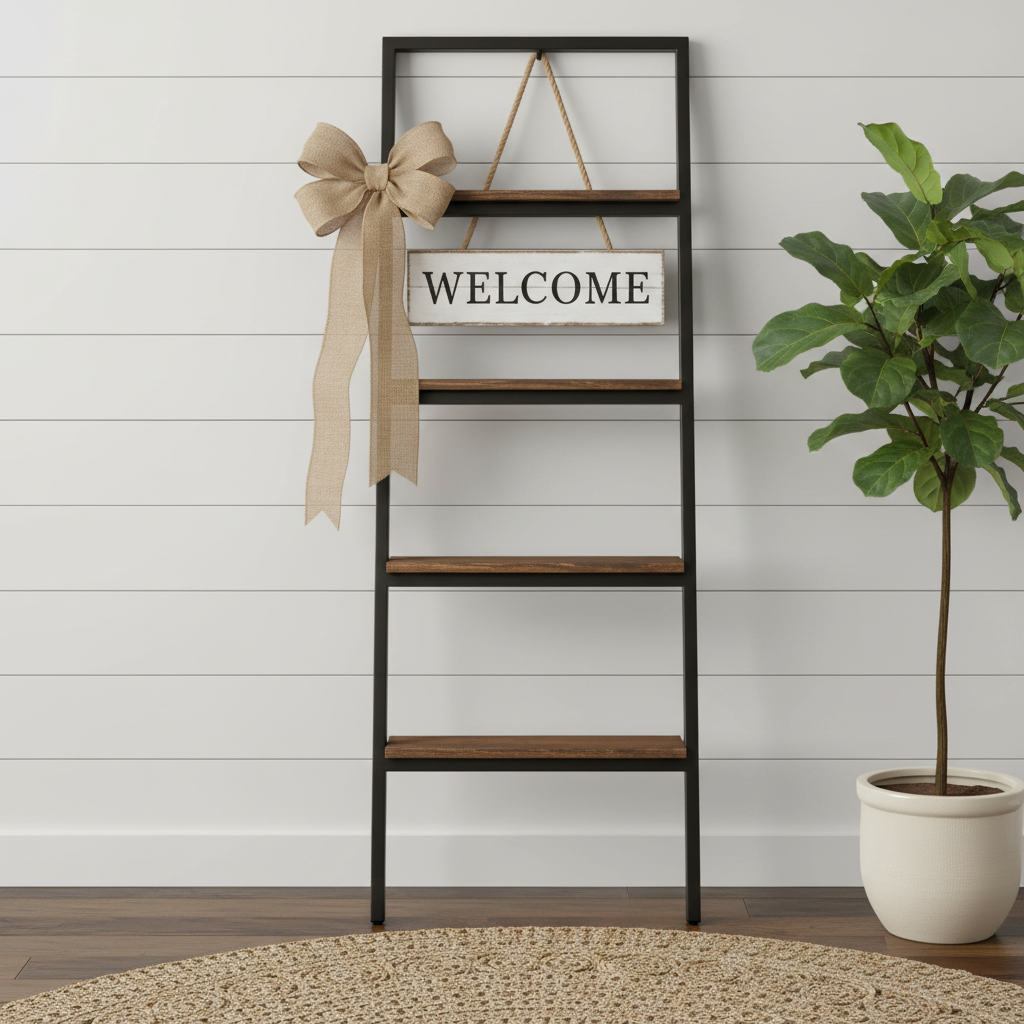 Minimalist Table Stand – Striped Ribbon Design