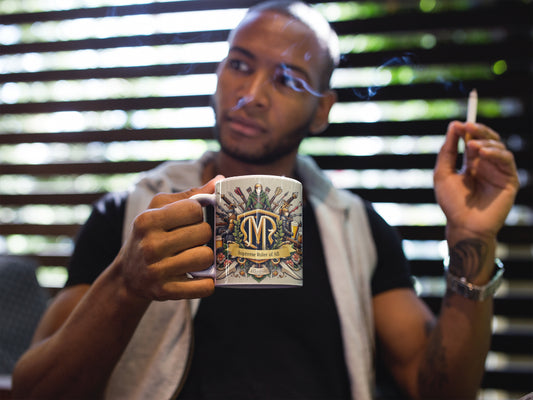 Supreme Ruler Monogram Gaming Mug - Personalized 11oz Ceramic Coffee Cup with Battle Royale Design