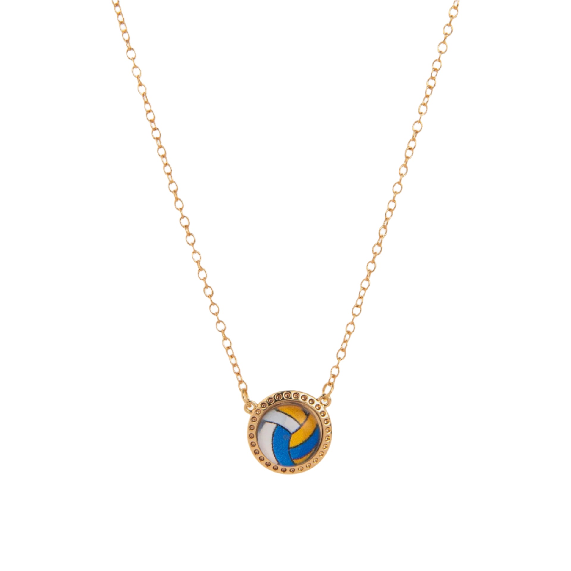 Handcrafted sporty resin necklace with shell and 14K gold-plated accents by Paisley Decor It