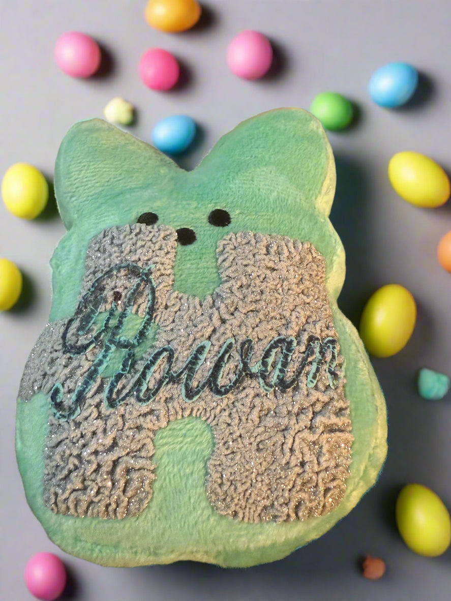 Personalized Easter Peep with custom name, handcrafted marshmallow treats by Paisley Decor It