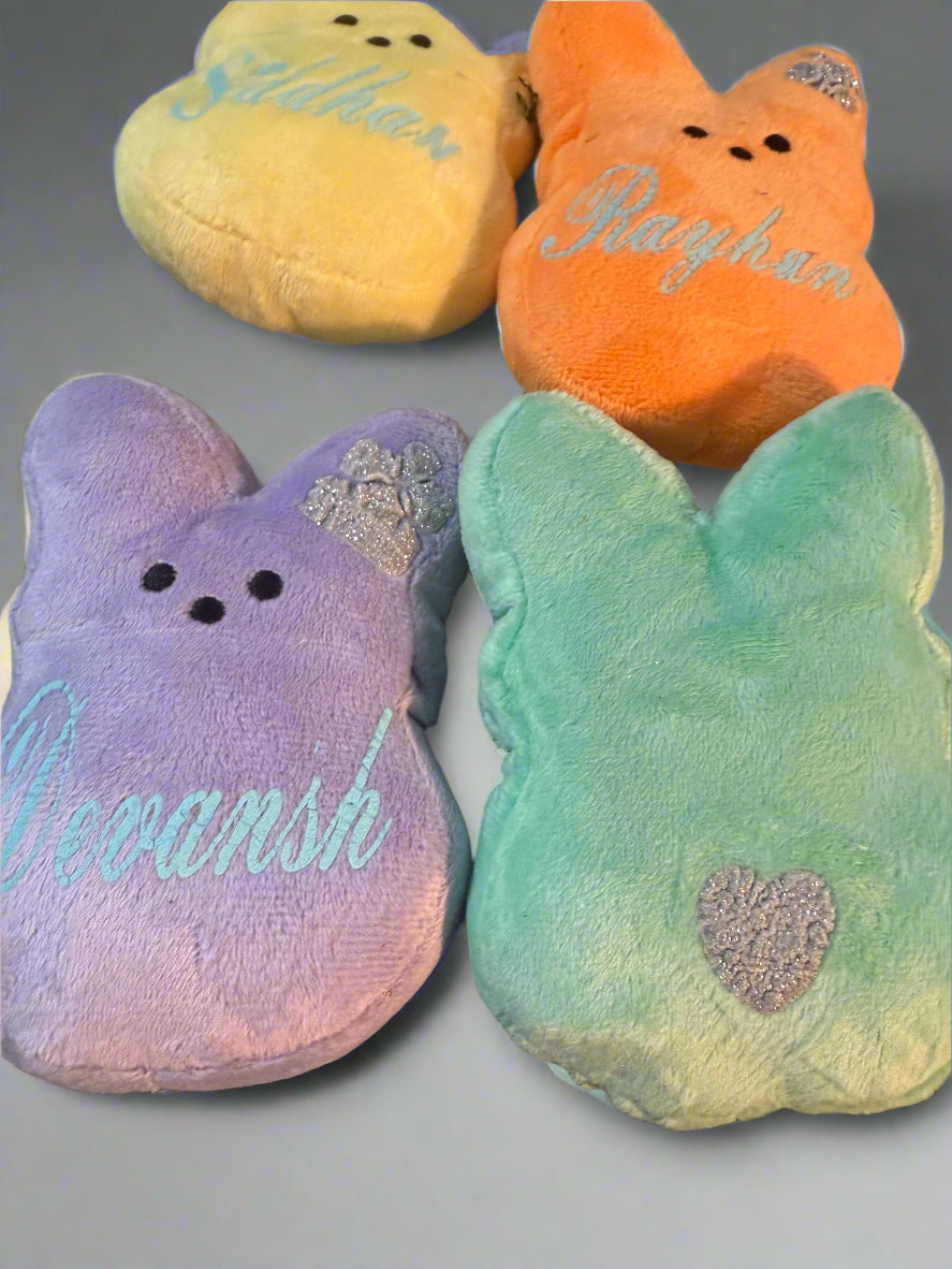 Personalized Easter Peep with custom name, handcrafted marshmallow treats by Paisley Decor It