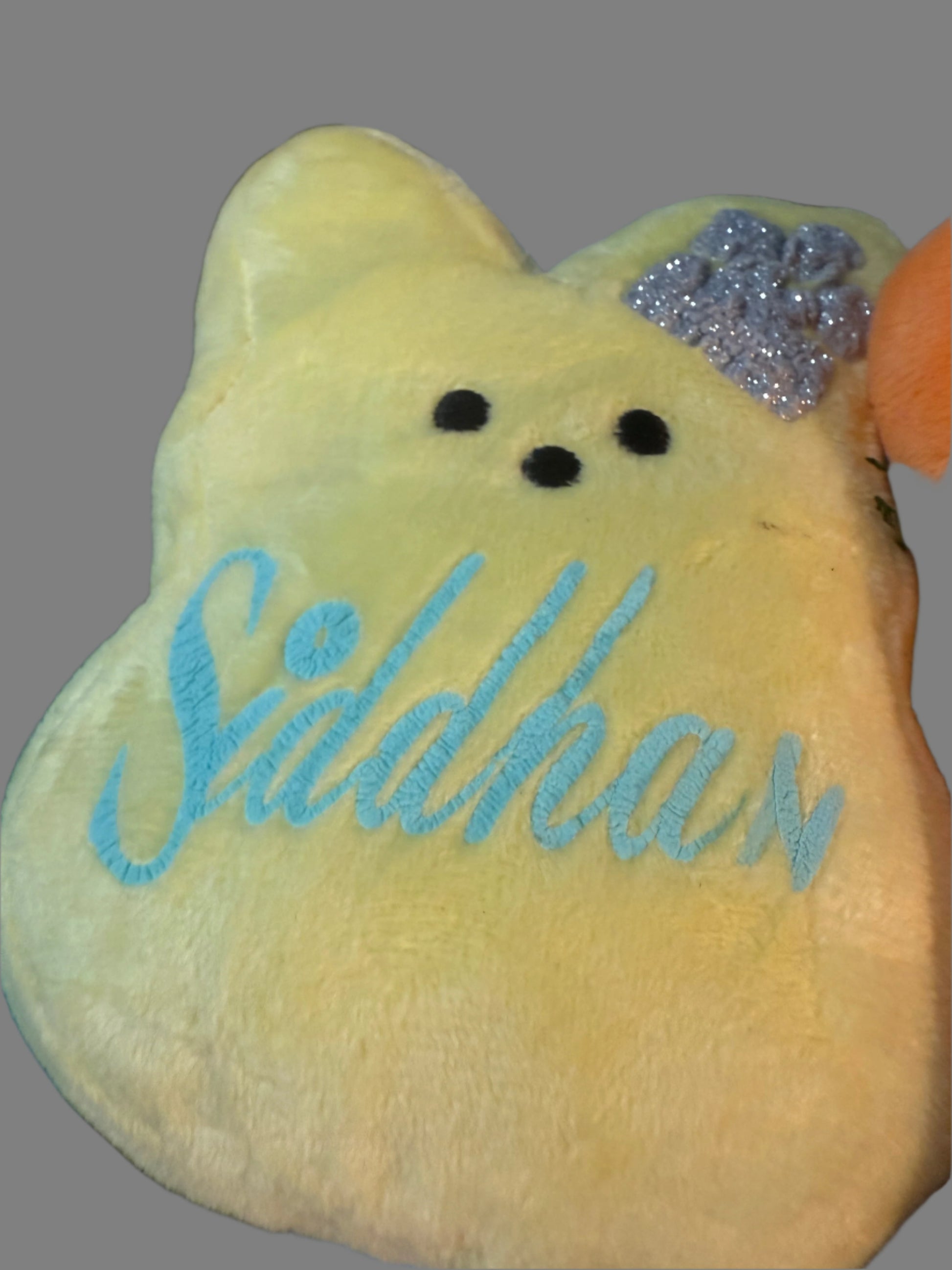 Personalized Easter Peep with custom name, handcrafted marshmallow treats by Paisley Decor It