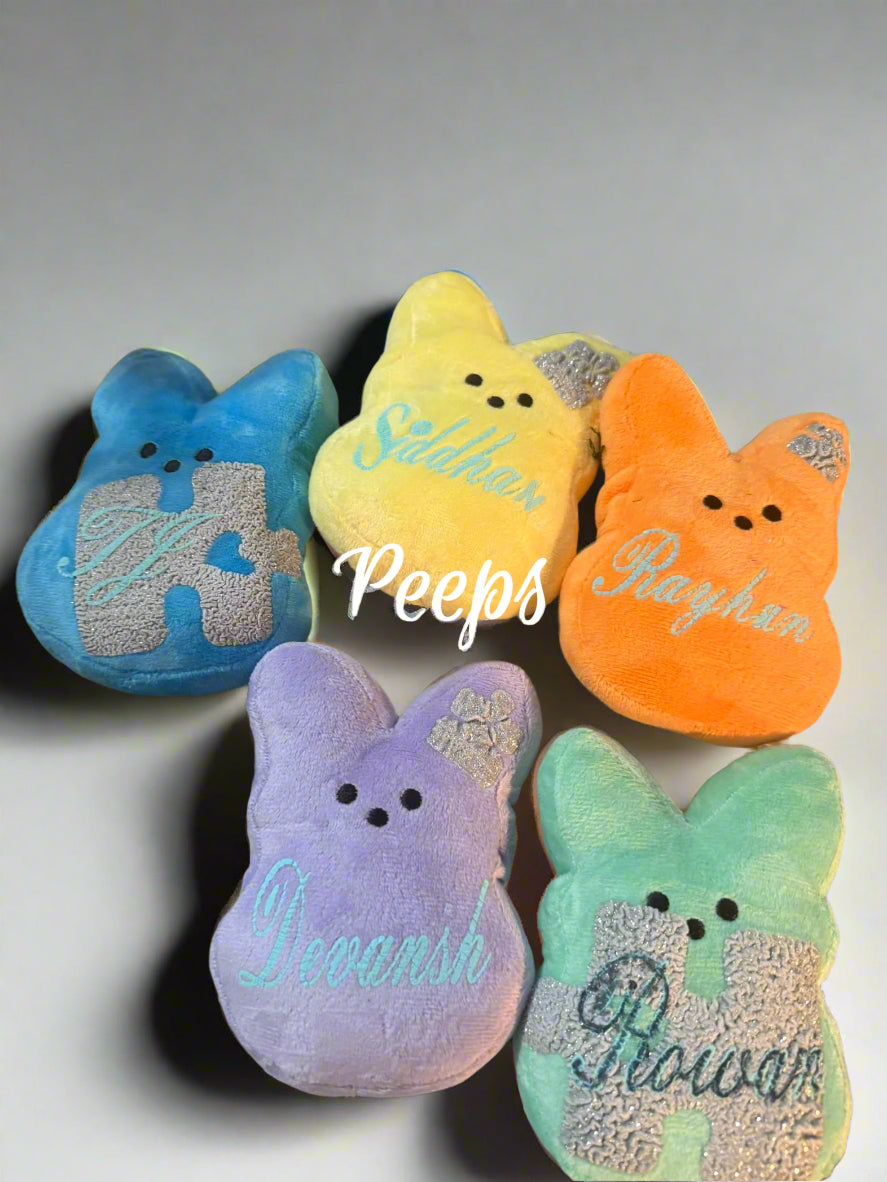 Personalized Easter Peep with custom name, handcrafted marshmallow treats by Paisley Decor It