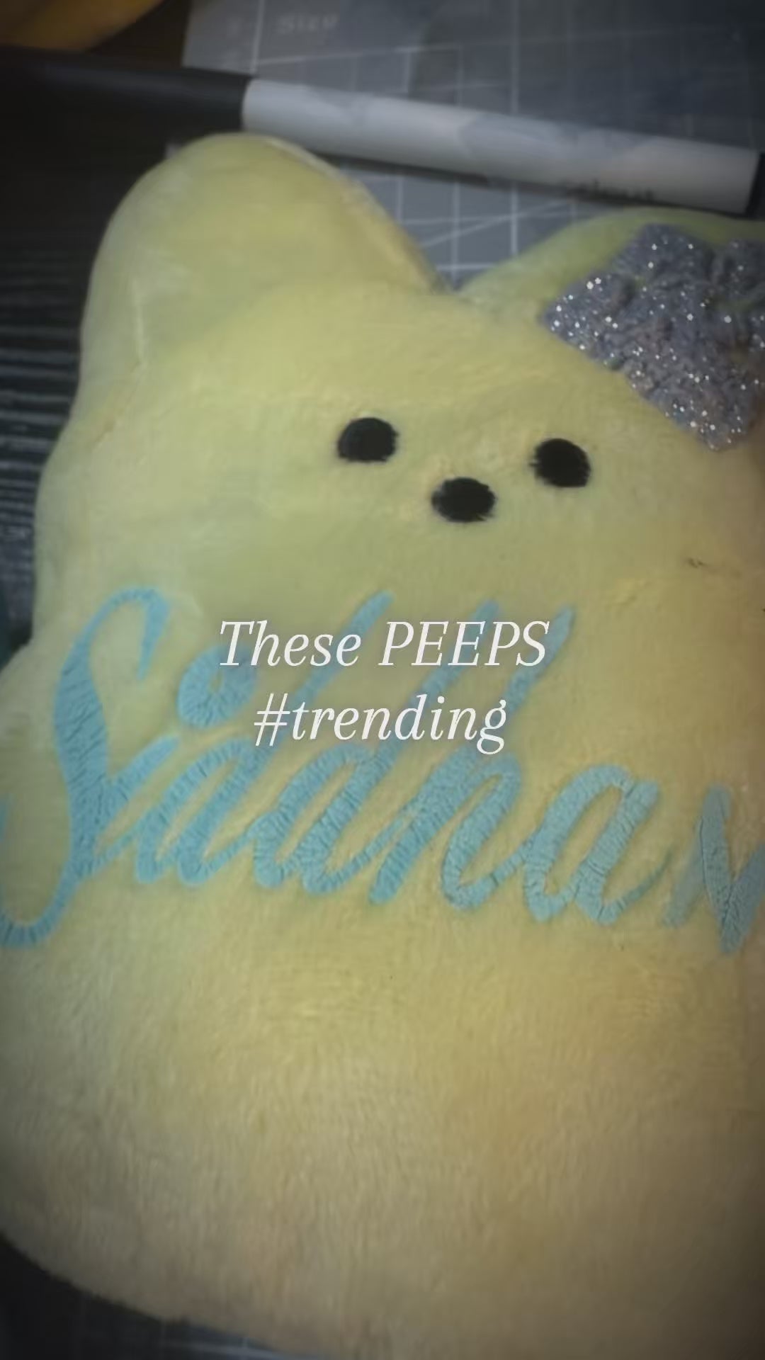 Personalized Easter Peep with custom name, handcrafted marshmallow treats by Paisley Decor It